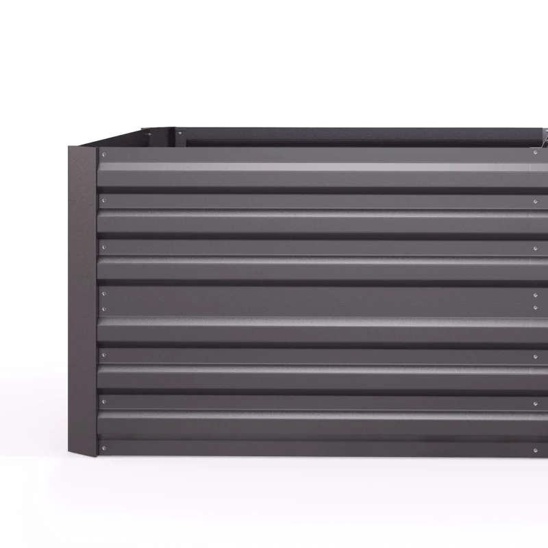 Outsunny Plantenbak, Handig Bloembed Voor Het Planten, Verzorgen, Verhoogd Bed, Staal, Donkergrijs