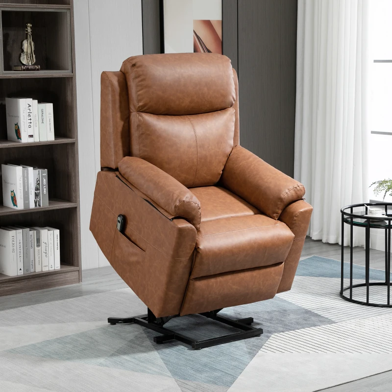 HOMCOM Faux Leather 70° Electric Riser Recliner Chair - Brown