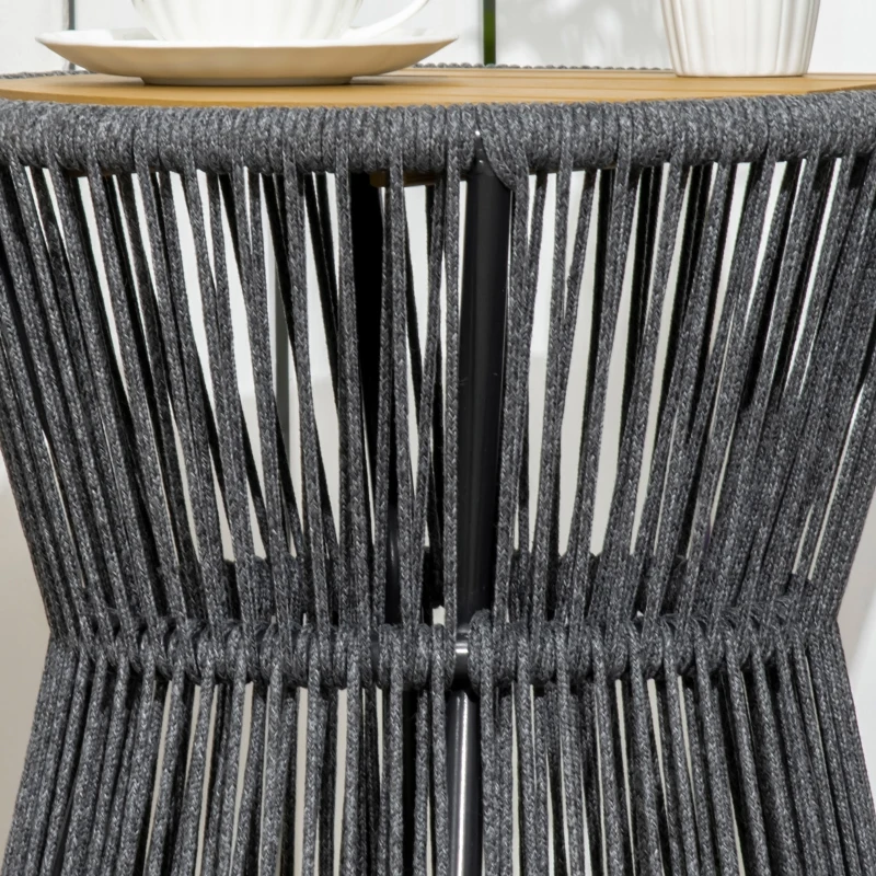 Outsunny tuintafel in boho-stijl, weerbestendig, PE-rotan, 39 cm x 39 cm x 49 cm, zwart+ naturel