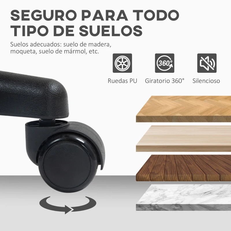 HOMCOM Silla de Oficina sin Brazos Silla de Escritorio Giratoria con Respaldo de Malla Transpirable Altura Ajustable Gris
