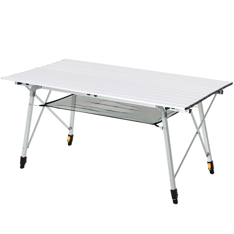 Outsunny Table pliante en aluminium table de camping table de jardin 6 personnes hauteur réglable + sac de transport