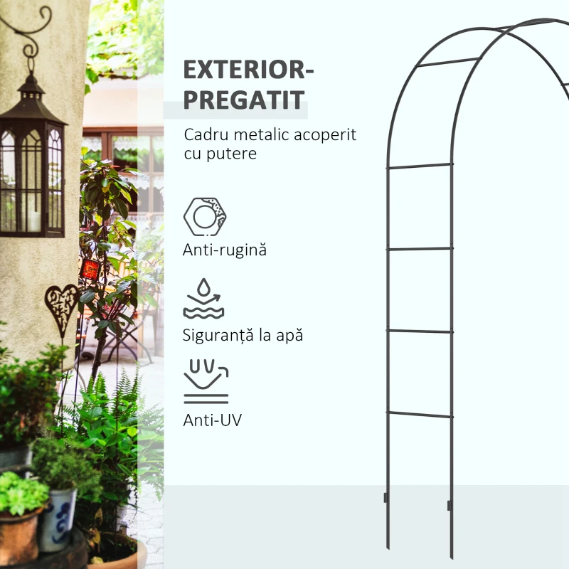 Outsunny Arc pentru Trandafiri Cataratori din Metal