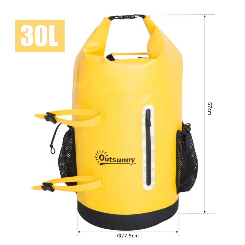 Outsunny Bolsa Estanca 30L PVC Bolsa Seca Impermeable Mochila con Correa Ajustable para Deporte Aire Libre Φ27.5x67cm