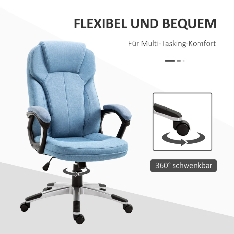 Vinsetto® kantoorstoel computerstoel draaistoel in hoogte verstelbaar kantelfunctie lichtblauw linnen 66 x 75 x 110–120 cm | Aosom.de