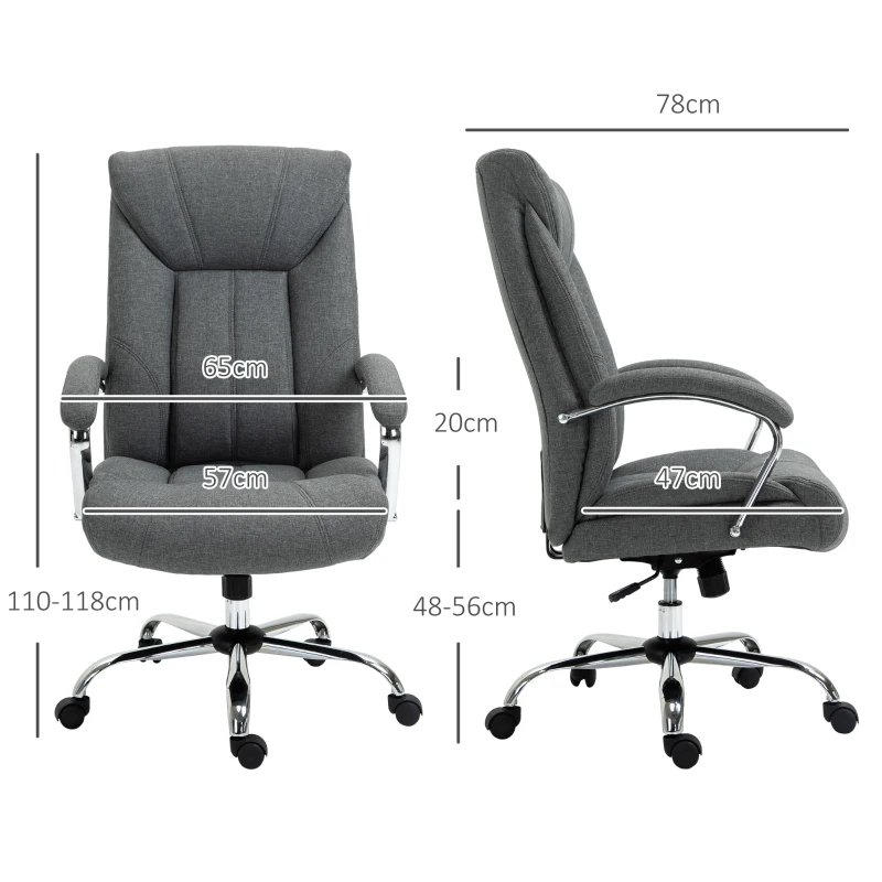 Vinsetto bureaustoel met kantelfunctie, in hoogte verstelbare bureaustoel, draaistoel met nylon rugleuning, grijs 65 x 78 x 110-120 cm(m-3)