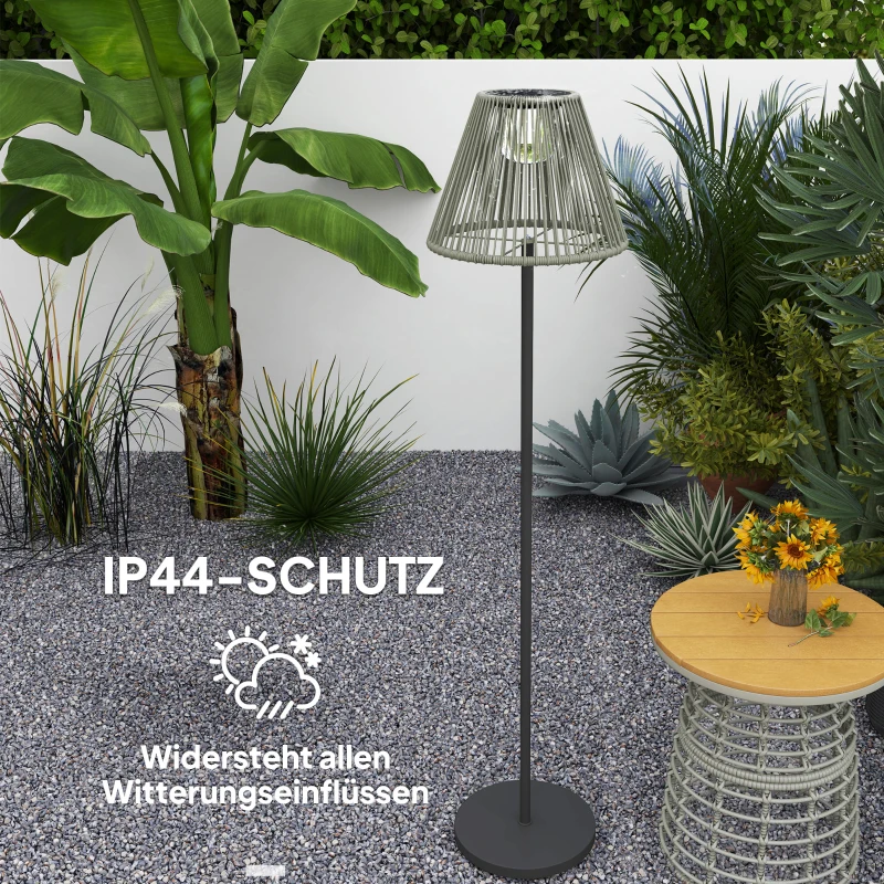 Outsunny Solar Staande Lamp Rotan met Lichtsensor 25 LED-Lichten Solarlamp in Boho-Stijl Ø33 x 135 cm