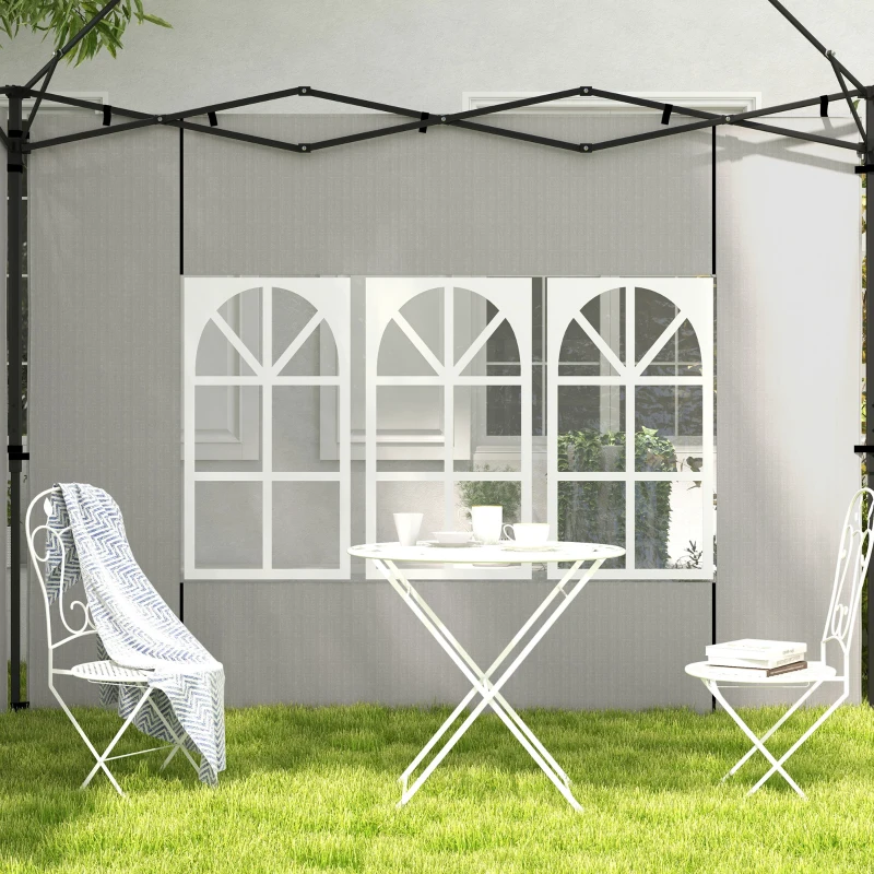 Outsunny Set 2 Pareti Laterali per Gazebo 3x3 m e 3x6m con Finestre, in PE e Plastica, 293x193 cm, Bianco