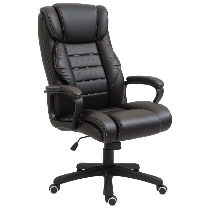 Vinsetto Massage Bureaustoel, verstelbare Directiestoel, ergonomische Draaistoel, 6 Vibratiepunten, Bruin(m-10)