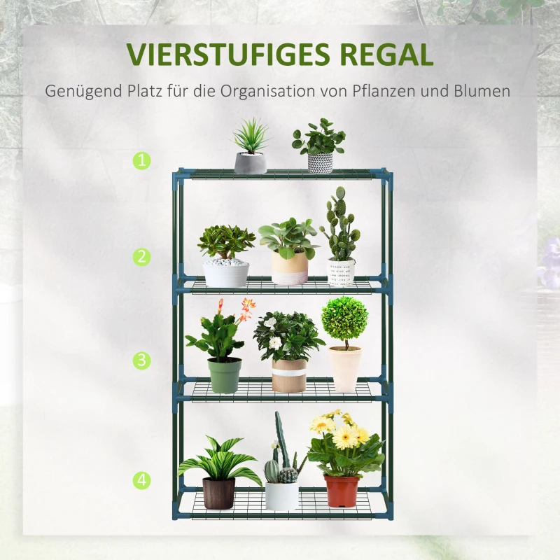 Outsunny plantenrek, set van 2, elk met 4 planken, gecombineerd of afzonderlijk te gebruiken, staal, groen, 70 x 27 x 110 cm