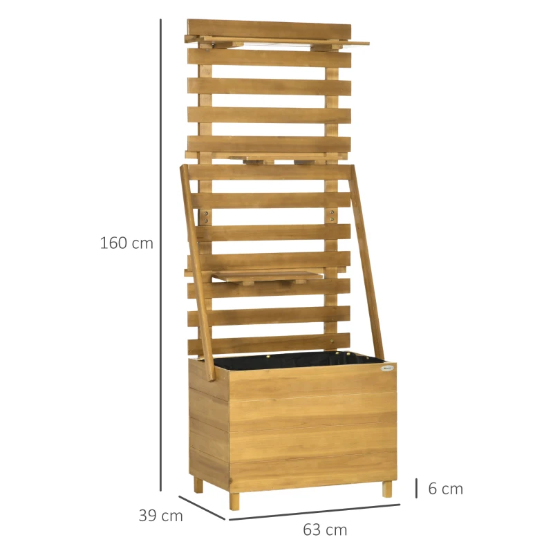 Outsunny Verhoogd Bed 63x39x160 cm Houten voor Terras en Tuin, Bruin