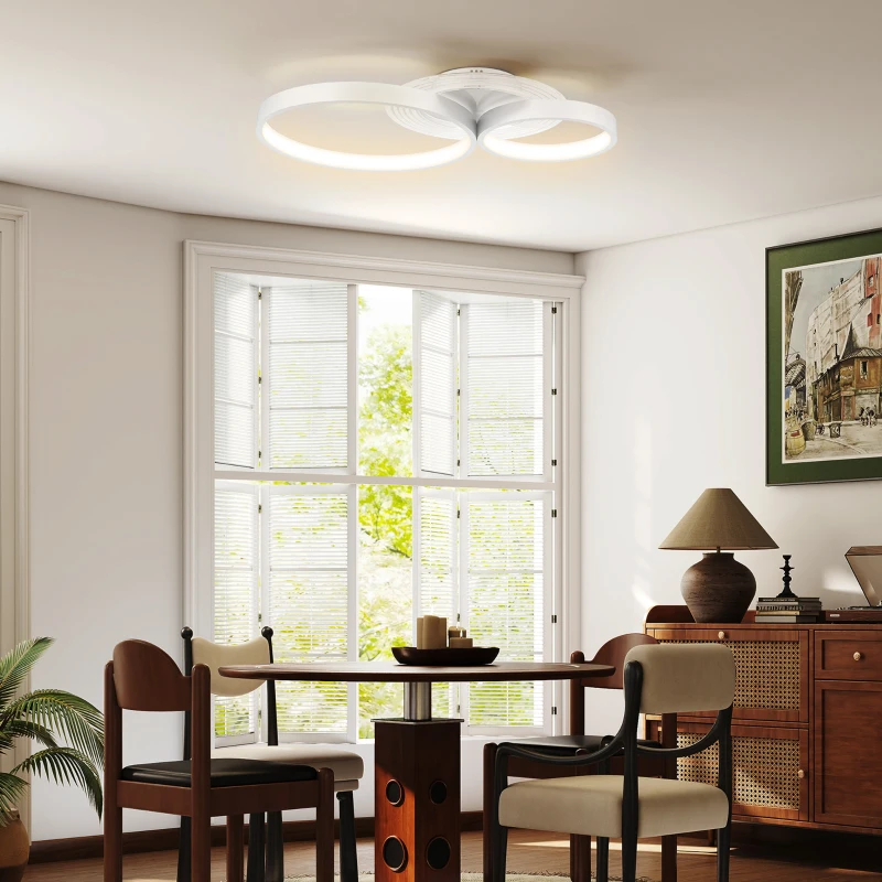 HOMCOM Lámpara de Techo LED 40W 3000 K/4000 K/6500 K para Dormitorio Salón Cocina Comedor Blanco