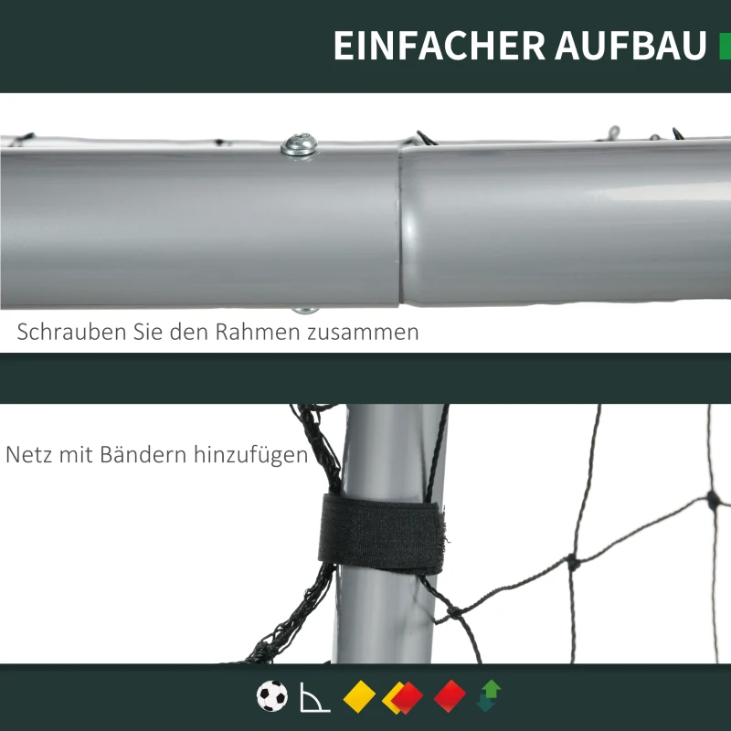 SPORTNOW Weerbestendig voetbaldoel, robuust net, stabiel metalen frame, eenvoudige opbouw, 300 x 200 x 120 cm