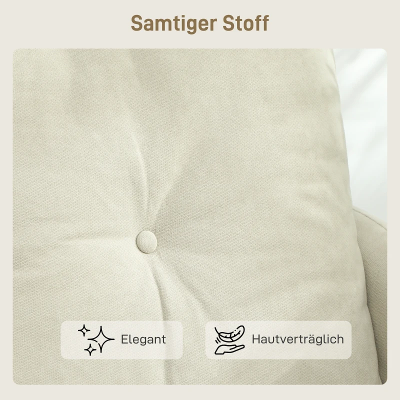 HOMCOM 2-zitsbank met schuimvulling en stofbekleding, voor woonkamer, slaapkamer, metalen frame, crèmewit