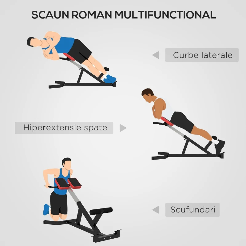 SPORTNOW Scaun Roman Reglabil pe Înălțime cu Tapițerie Groasă, din Oțel și PU, 126x70x67-84 cm, Negru