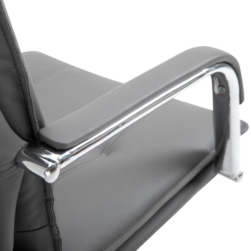 Vinsetto Poltrona Sedia da Ufficio Design Moderno Altezza Regolabile Imbottita, Pelle PU Cotone PP, Grigio, 64 x 57 x 91-101 cm