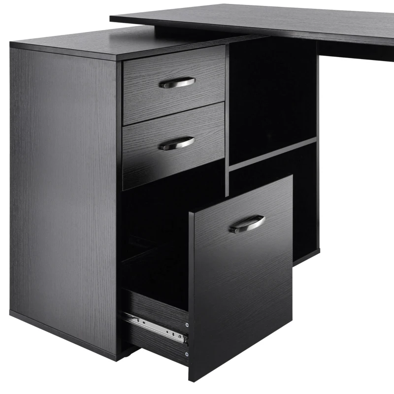 HOMCOM Hoekschrijftafel computertafel bureau hoekbureau zwart