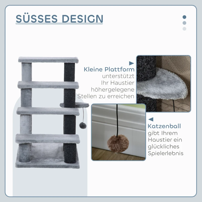Pawhut huisdierentrap met bal 4-trede 60 x 40 x 64 cm
