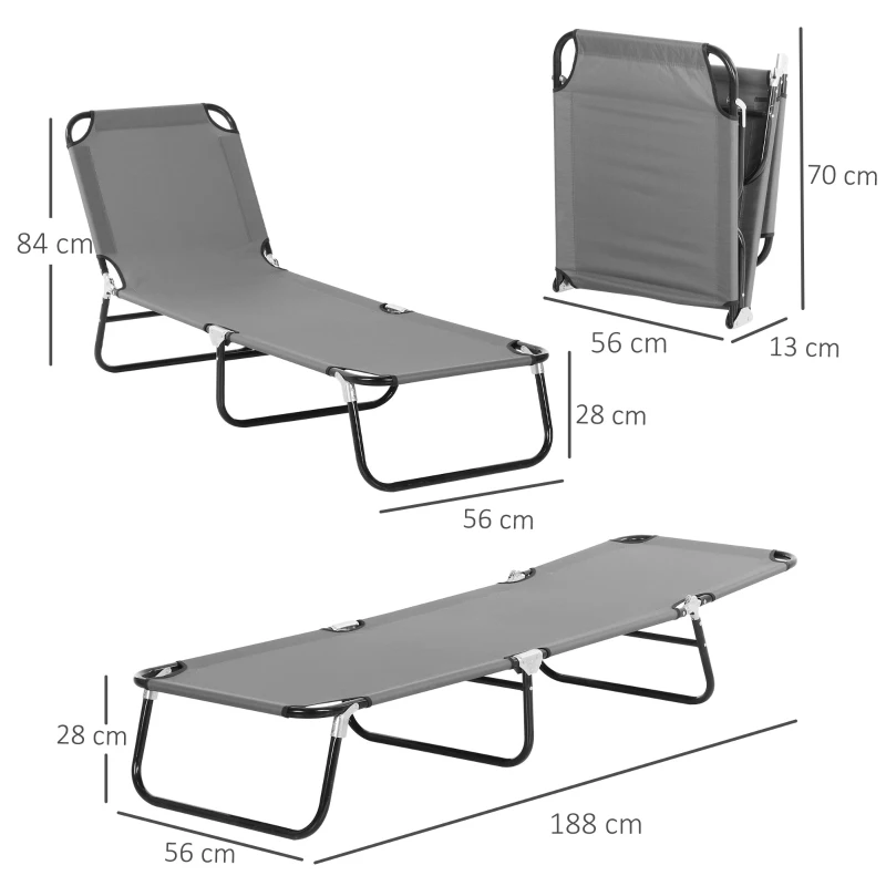 Outsunny 2-pack opvouwbare ligstoel met 5-standen verstelbare rugleuning tot 120 kg draagvermogen