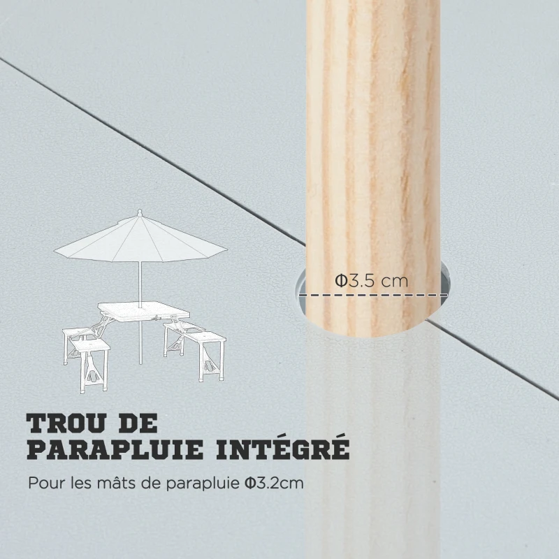 Outsunny Ensemble table et chaise de camping pliant forme valise pique-nique, aluminium, dim. 85,5L x 67,5l x 67H cm