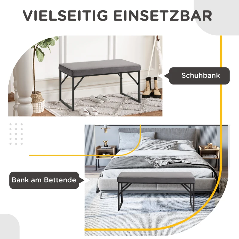 HOMCOM Bank met bekleding, schoenenbank, gangbank, incl. bekleding, donkergrijs+zwart