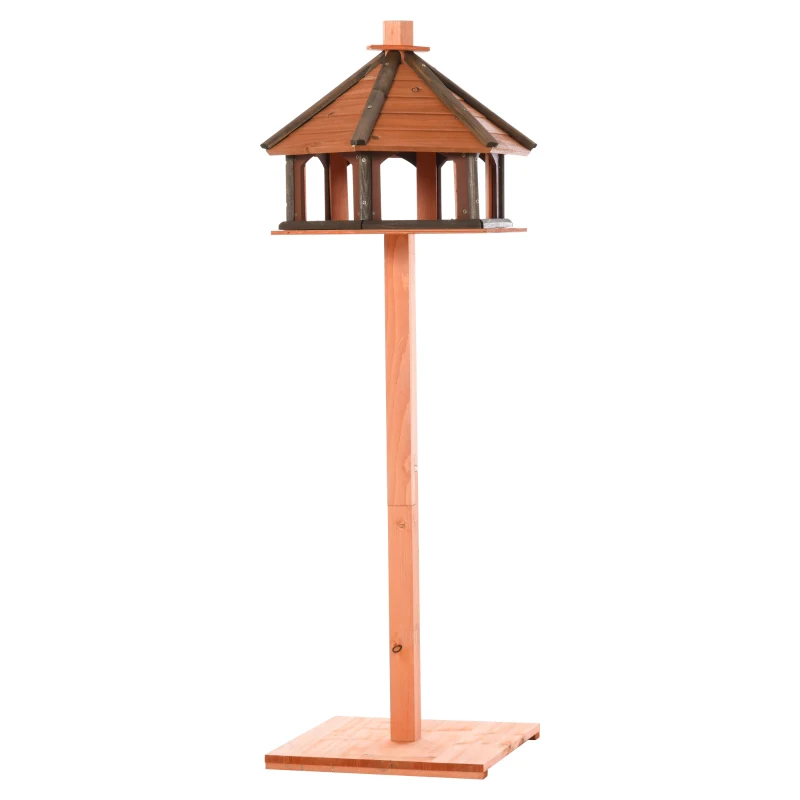 PawHut Vogelhuisje houten vogelstandaard met waterbestendig dak vogelvoederhuis