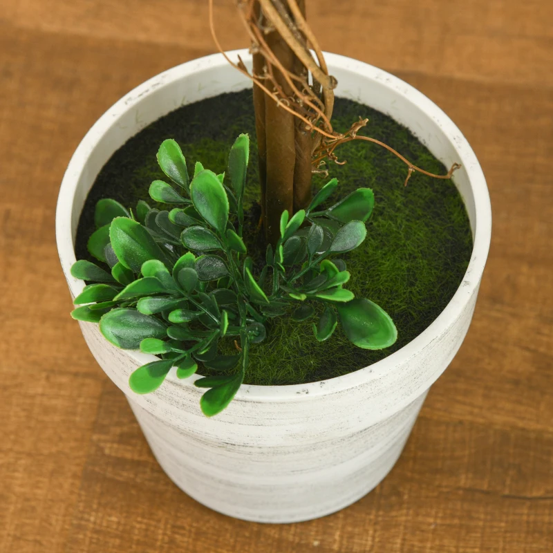 HOMCOM Set 2 Piante Finte Alberi di Bosso da Interno ed Esterno con Vaso, Ø28x60cm