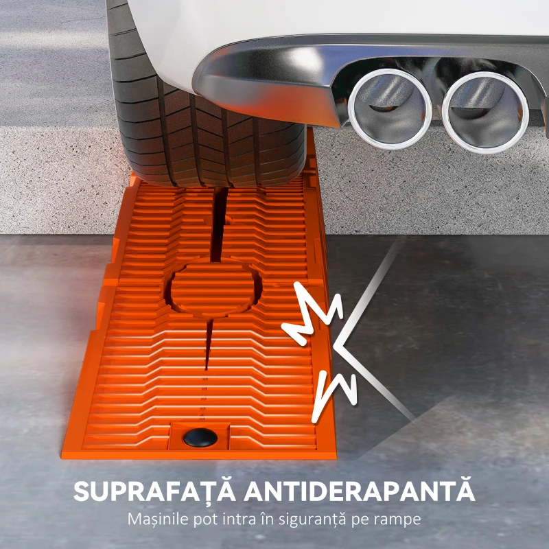 DURHAND Set 2 Rampe Auto din Plastic, Capacitate Maximă 5 Tone, 91x30x21 cm, Portocaliu
