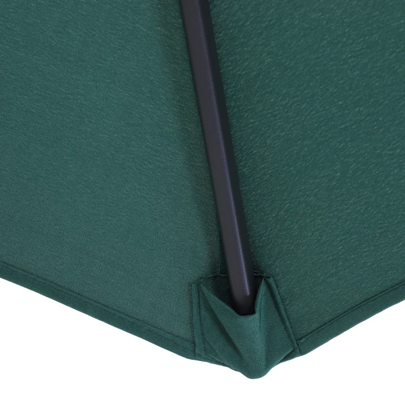 Outsunny Parasol droit parasol inclinable de jardin balcon terrasse manivelle toile polyester imperméabilisée haute densité 180 g/m² Ø2,6 x 2,35H m aluminium vert foncé