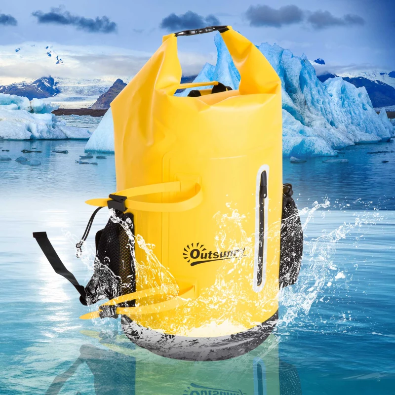 Outsunny Bolsa Estanca 30L PVC Bolsa Seca Impermeable Mochila con Correa Ajustable para Deporte Aire Libre Φ27.5x67cm