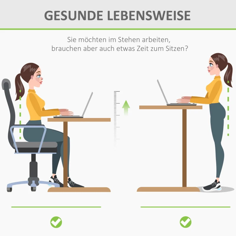 Vinsetto elektrisch bureau computertafel in hoogte verstelbaar metaal naturel wit