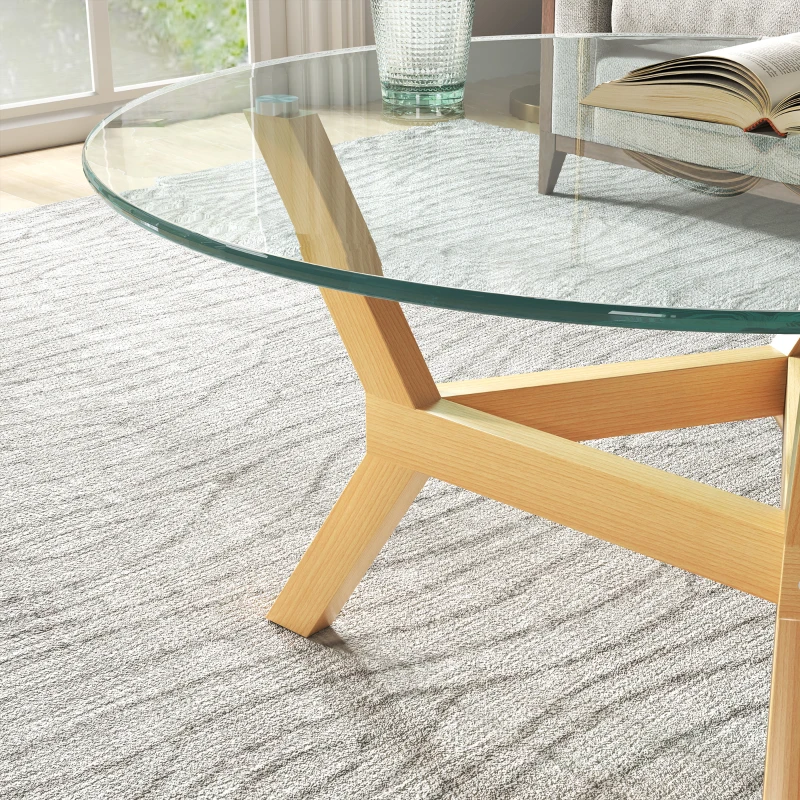 HOMCOM Ronde Bijzettafel van Gehard Glas met Verstelbare Voetkussens en Stalen Frame, voor Woonkamer, Slaapkamer