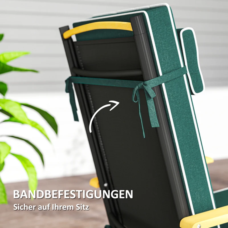 Outsunny Zitkussen 120 x 47 x 9,5 cm Waterafstotend met Banden, Hoofdsteun, UPF50+ Groen
