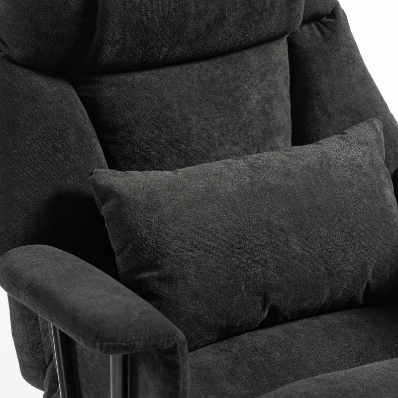 HOMCOM Office Chair, 180kg Heavy Duty Linen Computer Desk Chair with Lumbar Support, Wide Seat, Spring Cushion, Black