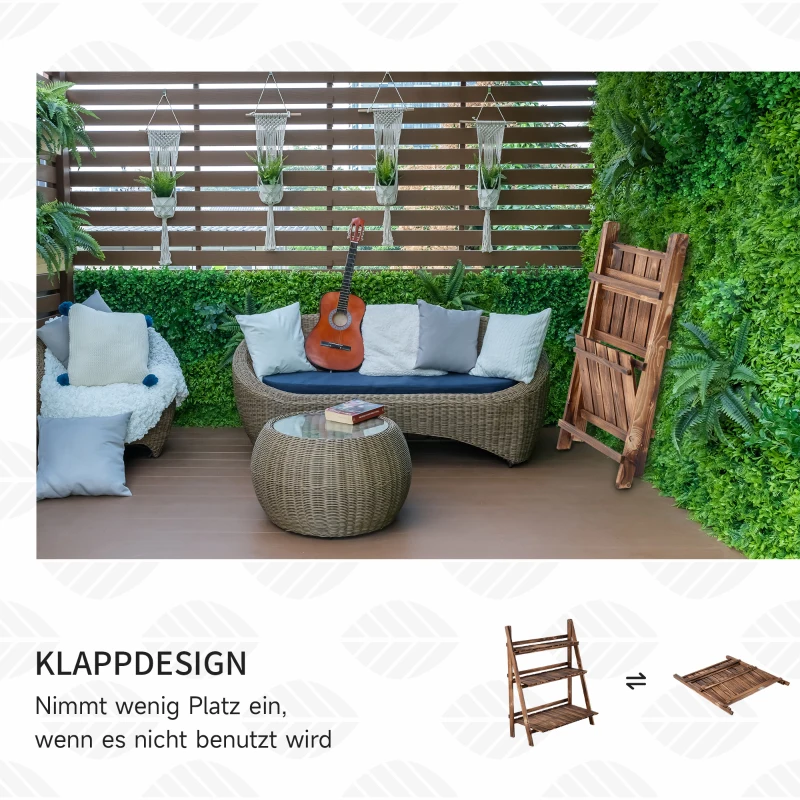 Outsunny Plantenetagere bloementrap bloemenbank plantenrek standaard 3 trappen vurenhout