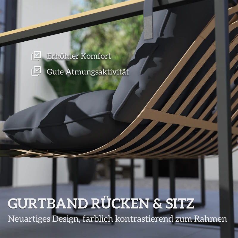 Outsunny 4-delig tuinmeubelset, outdoor meubelset, 2 fauteuils, 2-zitsbank, 1 tafel, gestoffeerd, staal, polyester, grijs