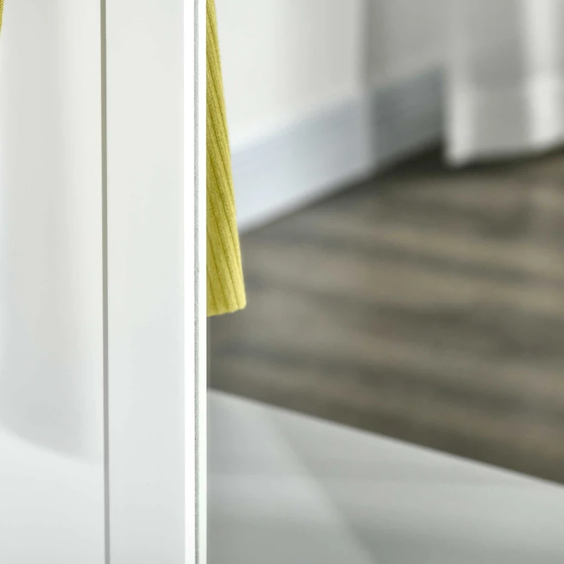 HOMCOM Appendiabiti Attaccapanni da Terra con Specchio Scarpiera 4 Ganci Legno 80x40x170cm Bianco