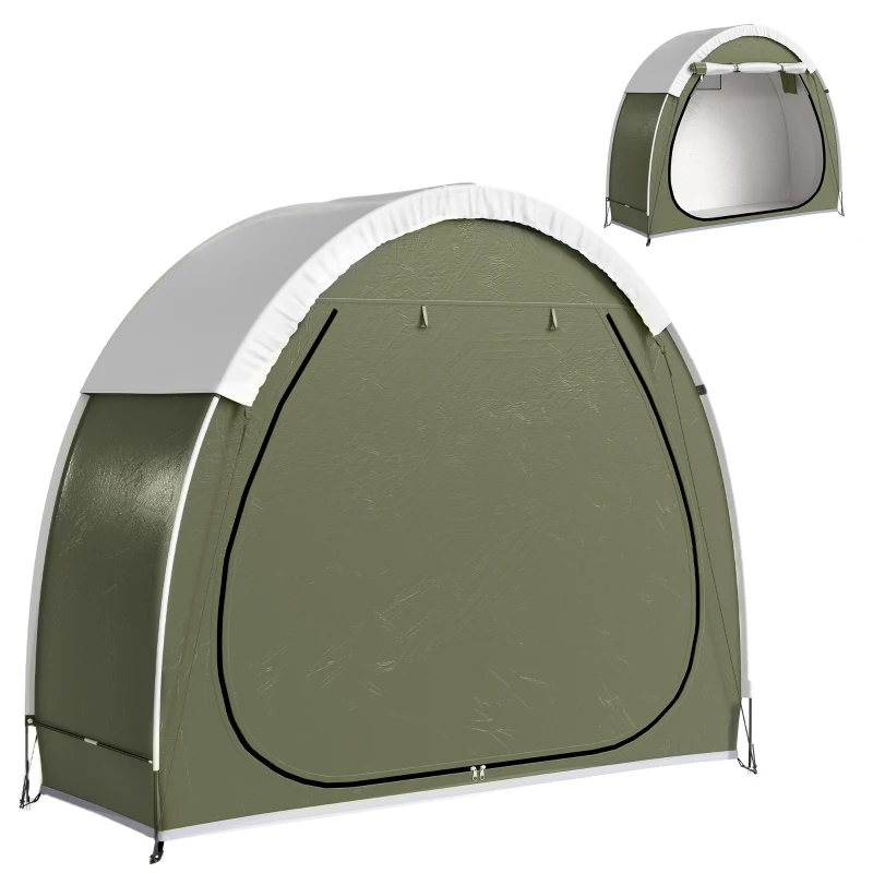 Outsunny Tente à Vélo Abri de Vélo Portable pour 2 Vélos Imperméable avec poche sac transport Tissu Oxford 200 x 80 x 170 cm vert