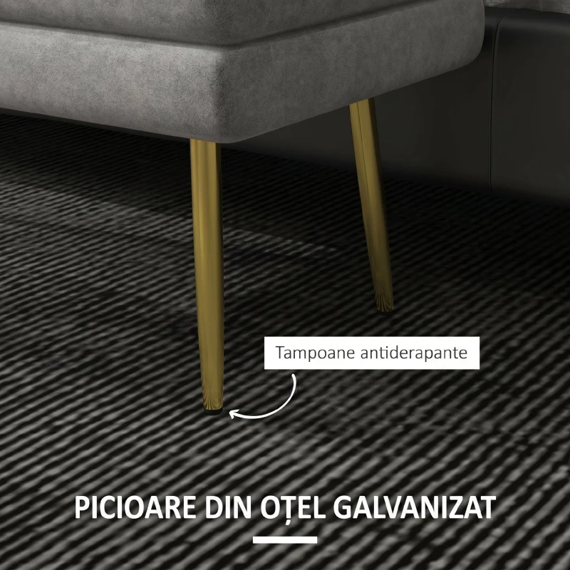 HOMCOM Banca de Depozitare Otomana, Tapiterie Catifelata(m-7)