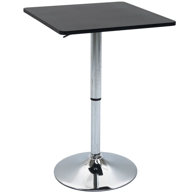 HOMCOM In hoogte verstelbare bartafel, 360° draaibaar, krasbestendige voeten, stabiele metalen basis, Zwart/Zilver