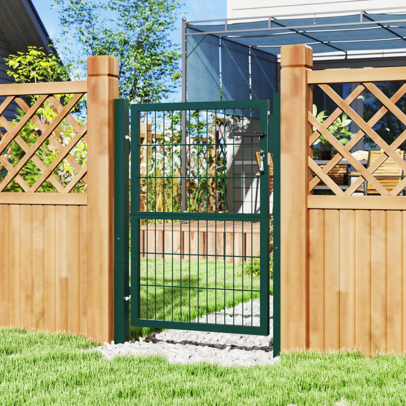 Outsunny Tuinhek van Staal met Handvat en Afsluitbaar Slot 97x170cm Groen