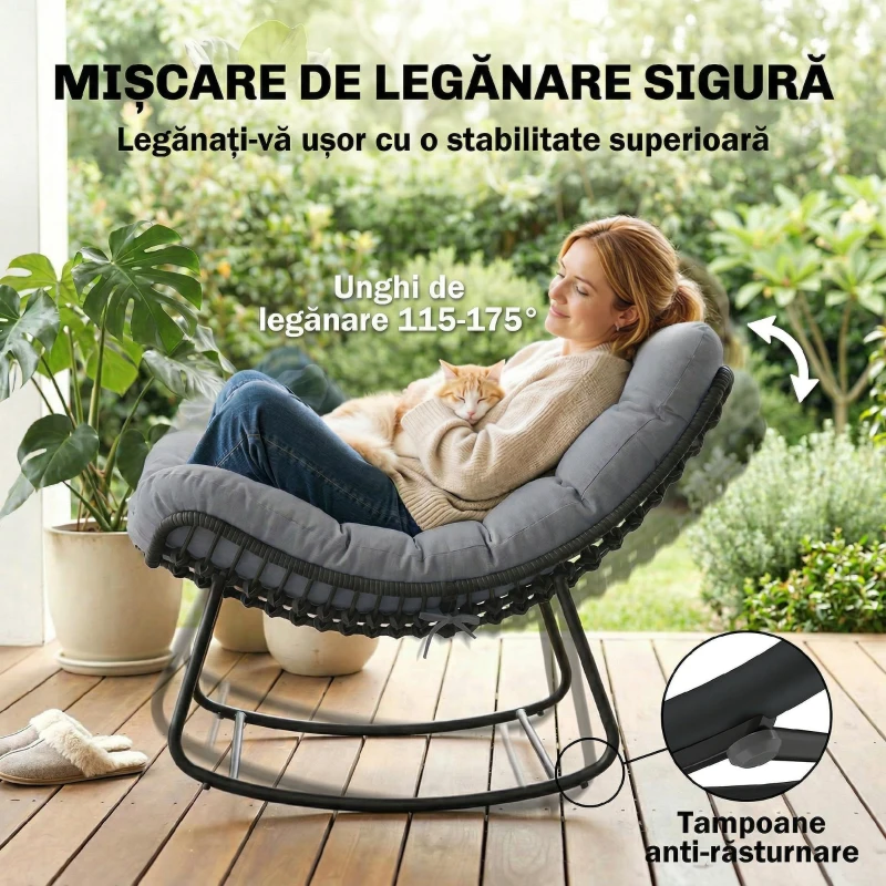 Outsunny Balansoar Boho cu Pernă Moale Gri Închis