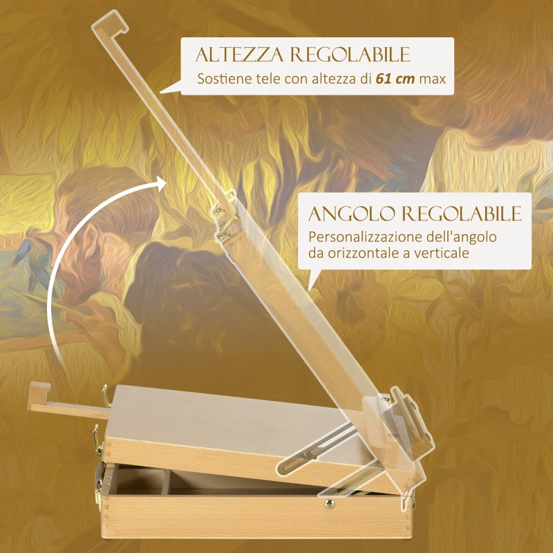 Vinsetto Cavalletto da Tavolo in Legno Pieghevole con Altezza e Angolazione Regolabile