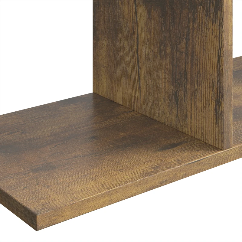 HOMCOM S-vormige bijzettafel, smalle tafel met 3 niveaus en opbergvakken voor woonkamer en slaapkamer, rustiek bruin