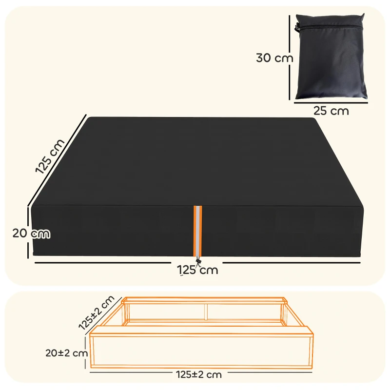 AIYAPLAY Sandbox Cover, Square Sandpit Cover Waterproof Dustproof UV Protection, Sandbox Canopy with Drawstring and Elastic Band