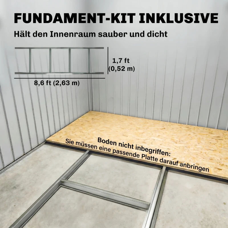Outsunny Metalen gereedschapsschuur met fundering tuinhuisje gereedschapsschuur metalen tuinhuisje
