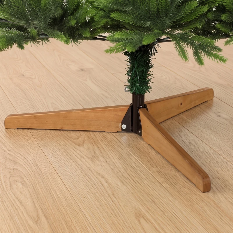 HOMCOM Sapin de Noël Artificiel 210 cm Nordmann, 1008 Pointes de Branches Articulées Réalistes en PE, Support en Bois, Vert