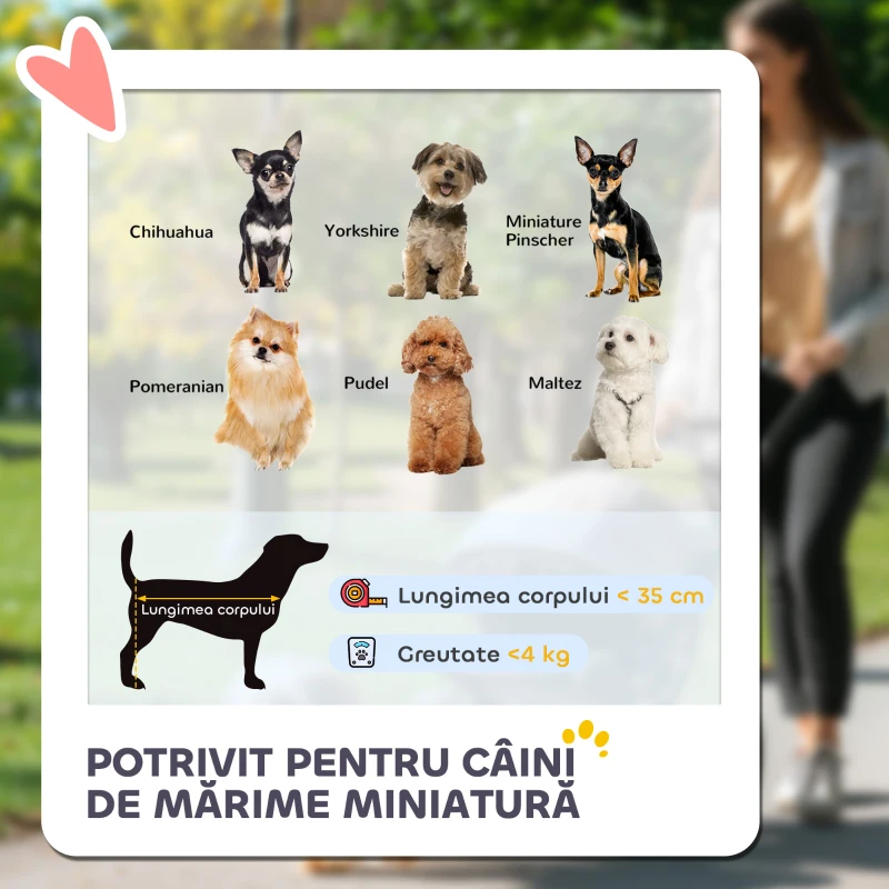 PawHut Cărucior pentru Câini 3 în 1 Pliabil cu Geantă de Transport și Coș Inferior, Negru
