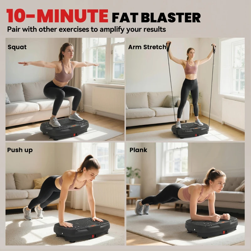 SPORTNOW Vibration Plate Exercise Machine with 120 Speed Levels, 5 Programs, Quiet Vibrating Plate with Resistance Bands
