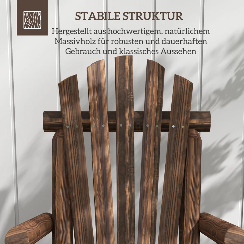 Outsunny Tuinstoel, Outdoor Hoge Rugleuning, tot 113 kg, weerbestendig, Grenenhout, Bruin
