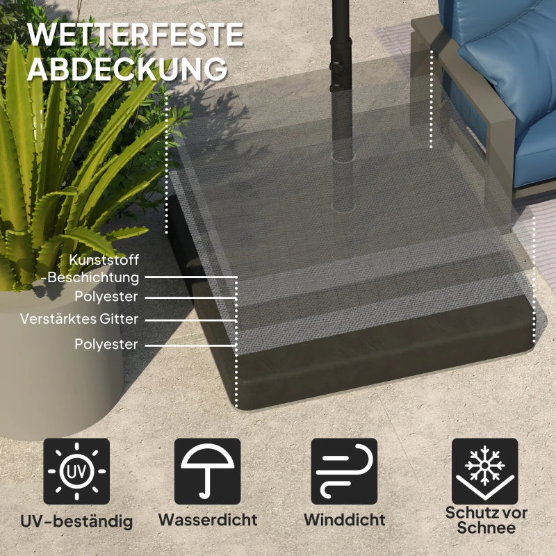 Outsunny Basisgewichten voor parasolvoet, waterdicht, met zand vulbaar, kunststof, 89L x 89B x 10,5H cm, zwart